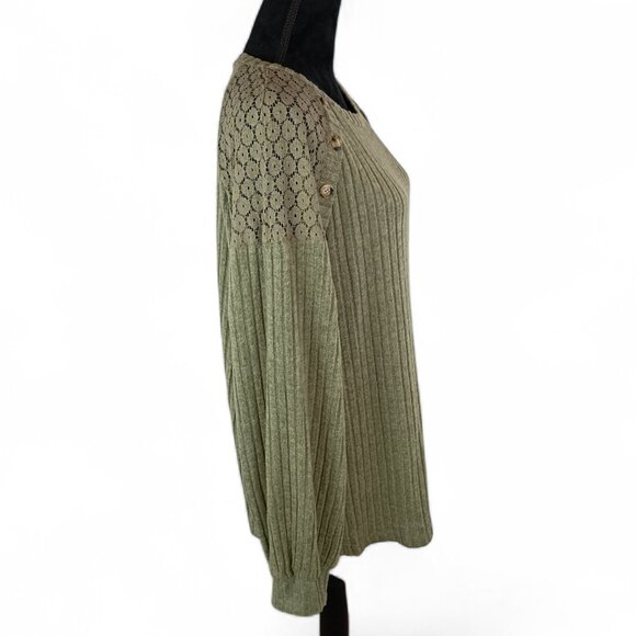 UNBRANDED Warm Winter Sweater Tunic 2X Olive Green Polyester Spandex Ribbed Cozy - Picture 3 of 4